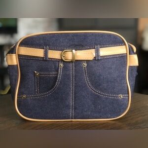 Jean-Style Purse with Tan Belt Detail
